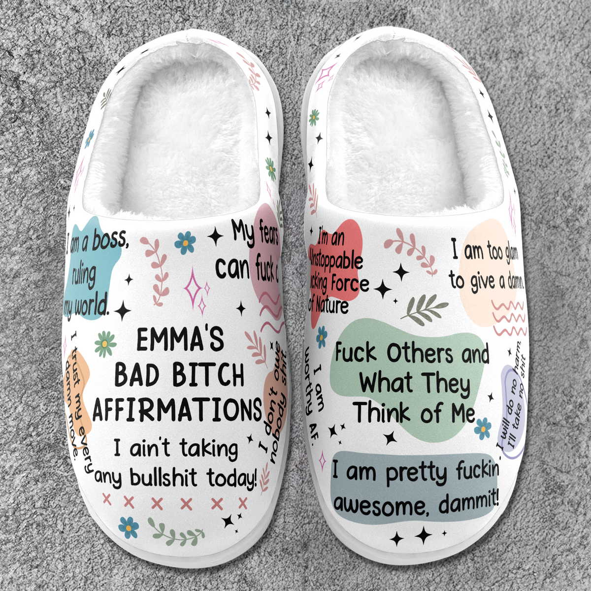 Daily Affirmations - Personalized Fleece Slipper - Christmas Gifts For Daughter, Friends, Sister, For Me