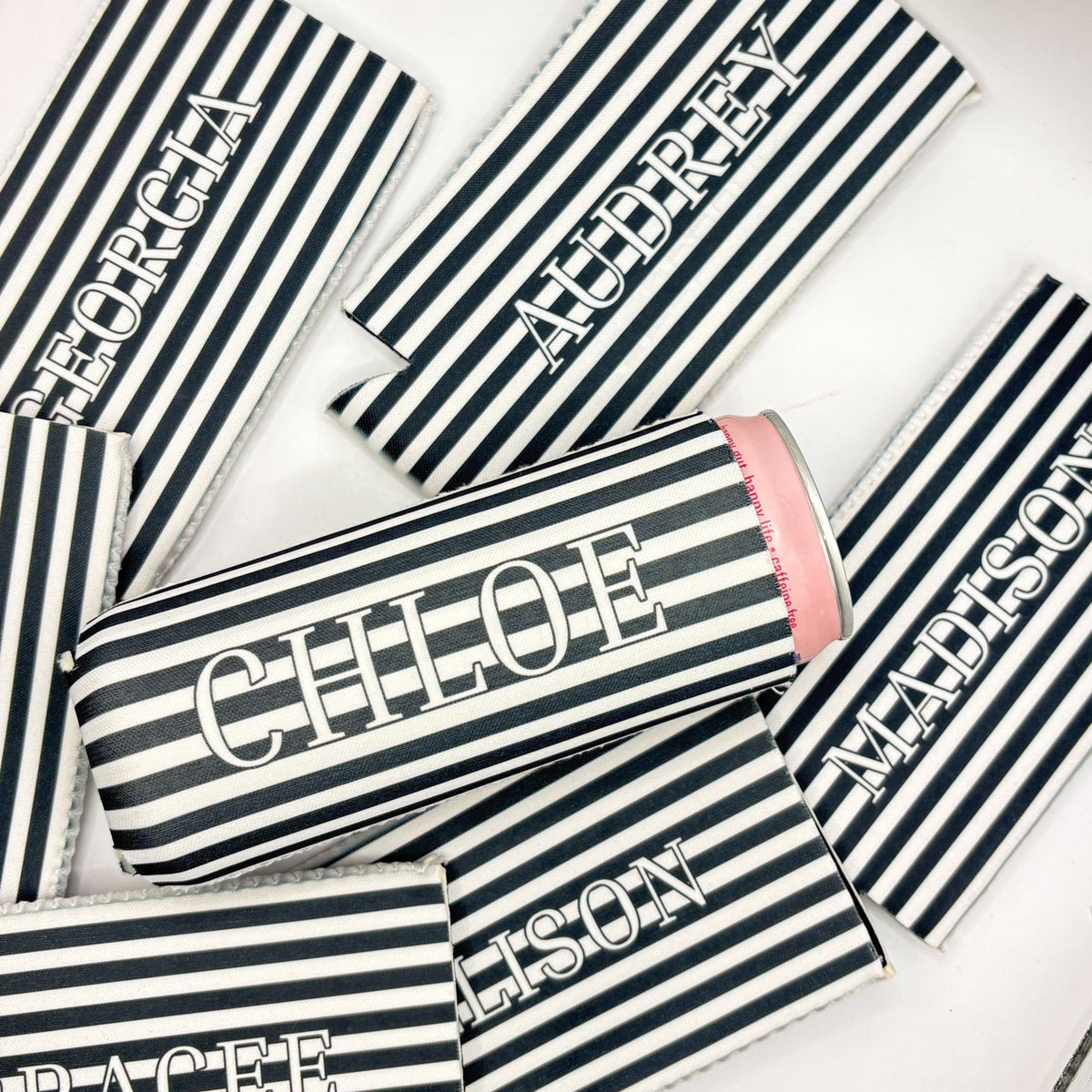 Monogrammed Slim Can Cooler Personalized Bachelorette Favor Grandmillennial Skinny Can Cooler Custom Bridal Party Gift Bridesmaid Gift Idea