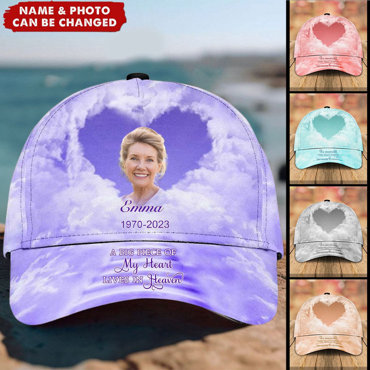 A Big Piece Of My Heart Lives In Heaven - Personalized Classic Cap - Memorial Gift