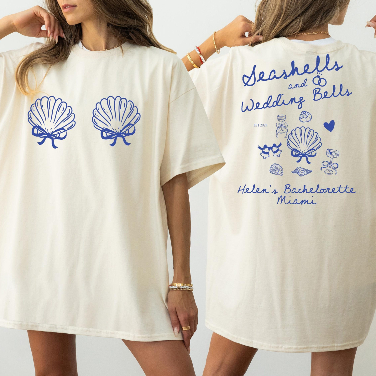 Seashells Wedding Bells Bachelorette Tee: Custom Comfort Colors Beach Party Shirt