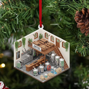 PERSONALIZABLE Brewery Ornament, CUSTOMIZABLE Name Gift for Beer Lovers & Brewers, Mini Taproom Christmas Tree Decor, Pub Holiday Keepsake