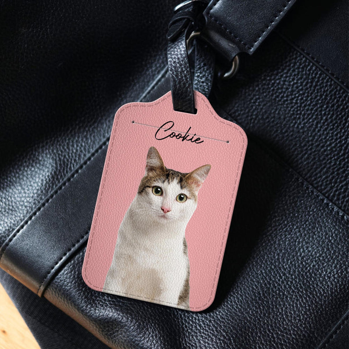 Custom Leather Pet Luggage Tag, Personalized Pet Photo Tag, Travel Accessory, Pet Lover Gift for Dog Owners