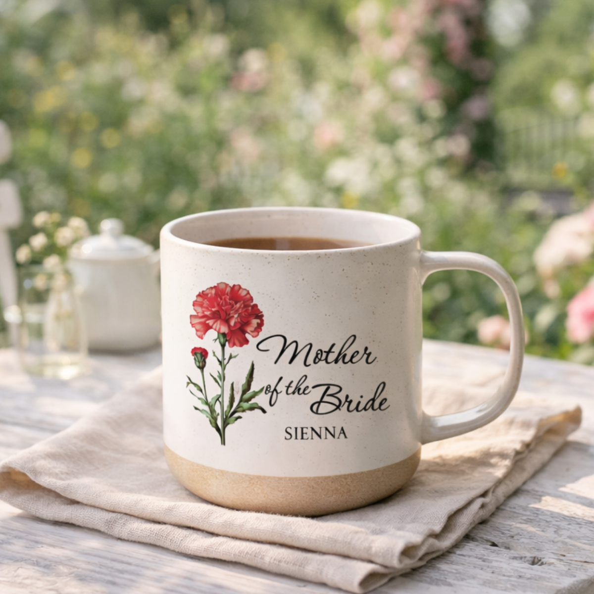 Mother of The Bride Mug, Custom Flower Coffee Cup, Mother-in-law Wedding Day Gift, Appreciation Present Mug for Mother of The Bride Groom