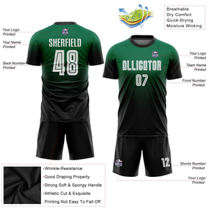 Custom Kelly Green White-Black Sublimation Fade Fashion Soccer Uniform Jersey
