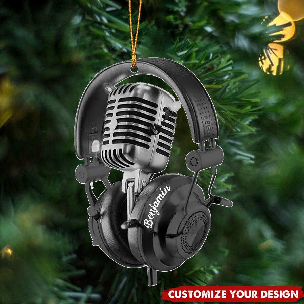 Microphone Radio - Personalized Acrylic Ornament - Christmas Gift For Music Lovers