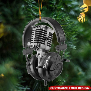 Microphone Radio - Personalized Acrylic Ornament - Christmas Gift For Music Lovers