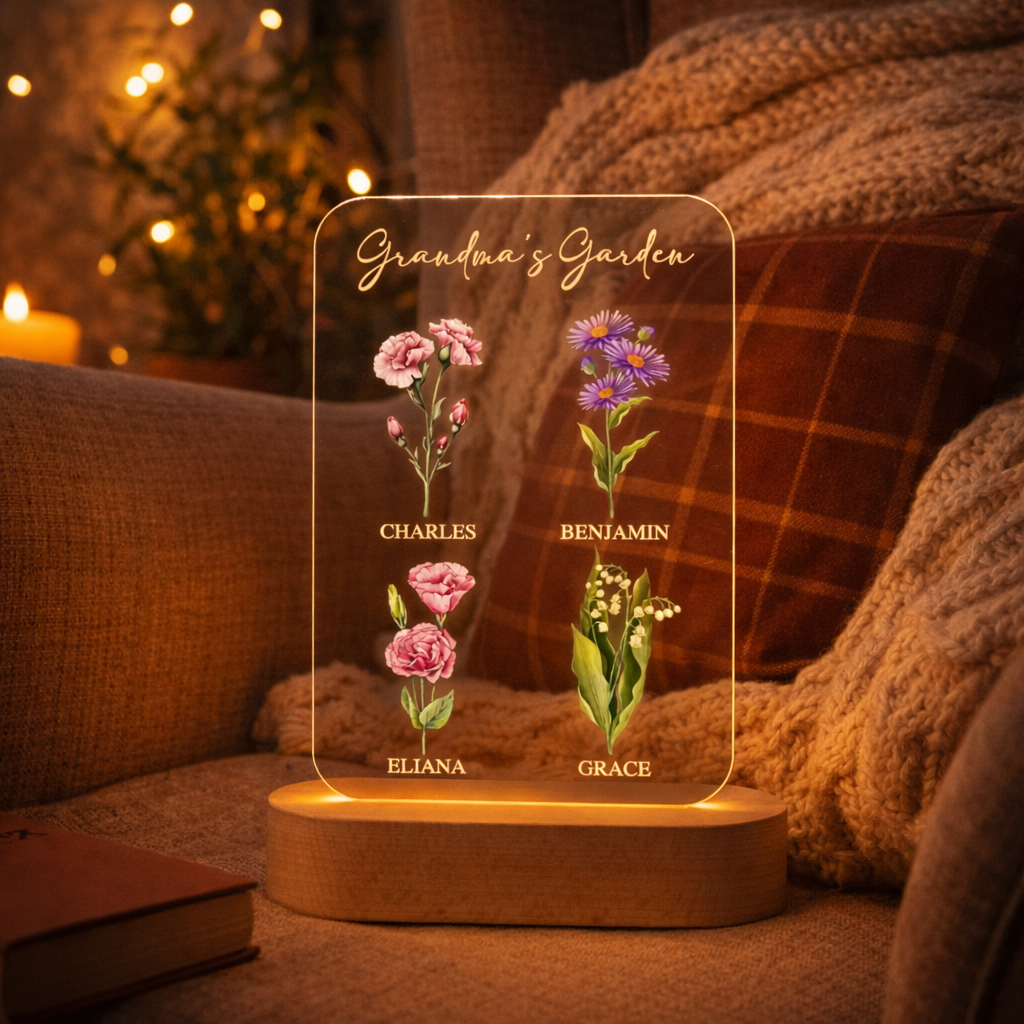 Mom Birthday Gift, Grandma Gift, Custom Grandma's Garden Birth Month Flower Night Light, Personalized Gifts for Mom, Birth Flower Mom Gifts