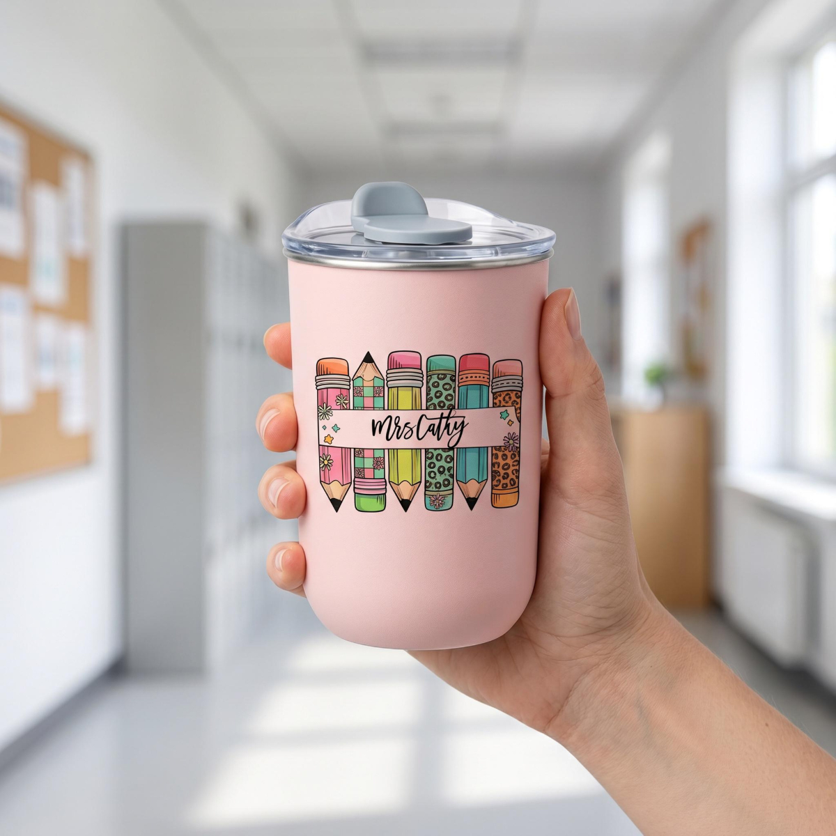 Personalised Teacher Tumbler with Name, Custom Wine Cup, Insulated Travel Mug, Iced Coffee Cup, Thank You Gift, Teacher Appreciation Gift