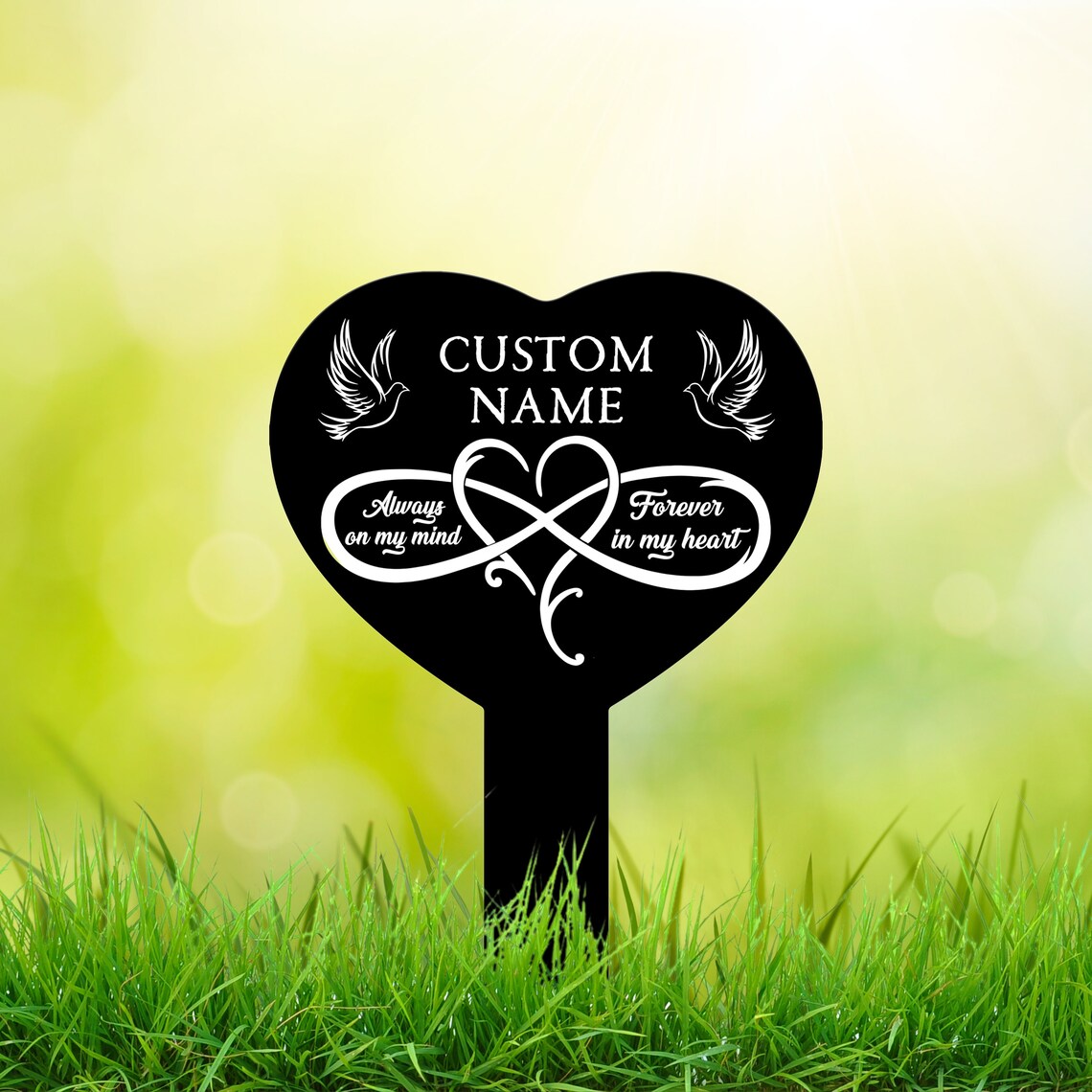 Memorial Grave Marker Personalized, Sympathy Plaques, Loss of Loved One, Remembrance Stake, Keepsake Yard Sign, Dove Memorial Plaques
