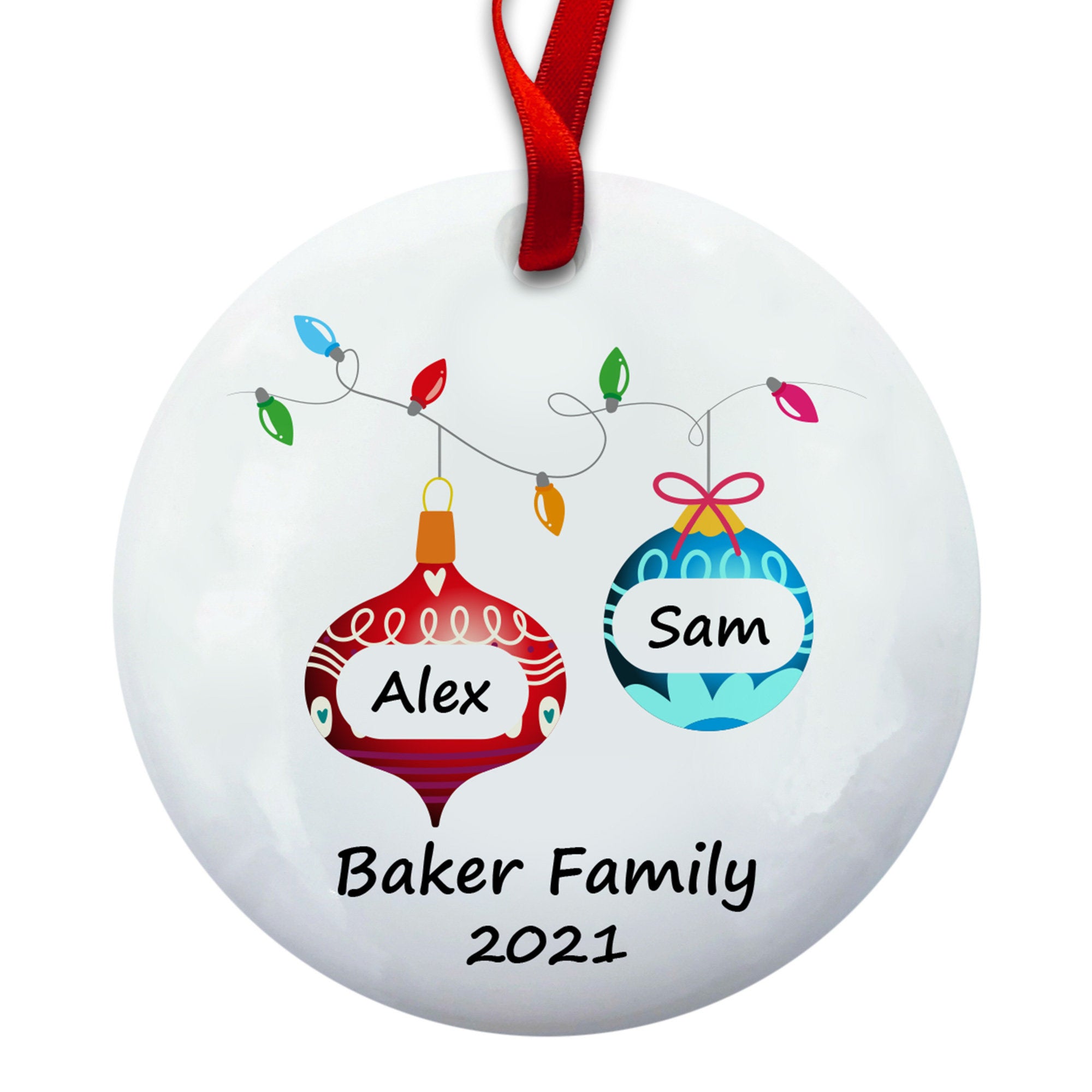 Family Christmas Lantern Ornament, Personalized Family Christmas Ornament