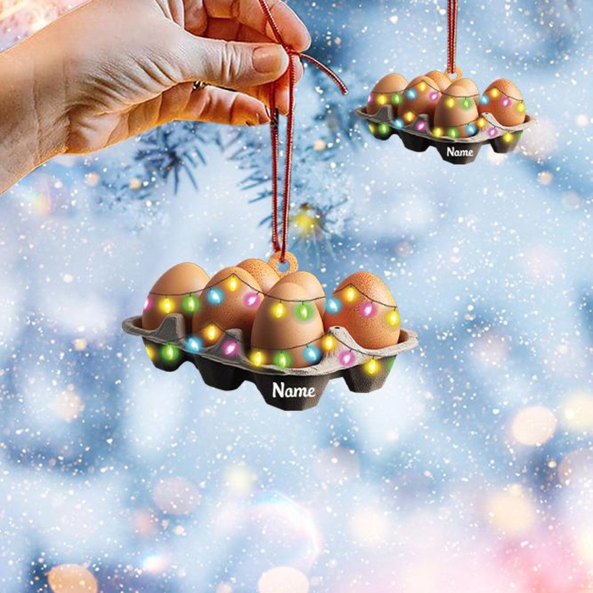 Personalized Egg Tray Christmas Ornament, Eggs Christmas Ornament, Cooking Ornament, Kitchen Ornament Decor, Chef Ornament Gift