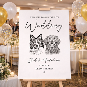 Custom Pet Wedding Welcome Sign, Custom Pet Photo, Personalized Dog Cat, Welcome Board Wedding Sign, Welcome To Our Wedding Canvas