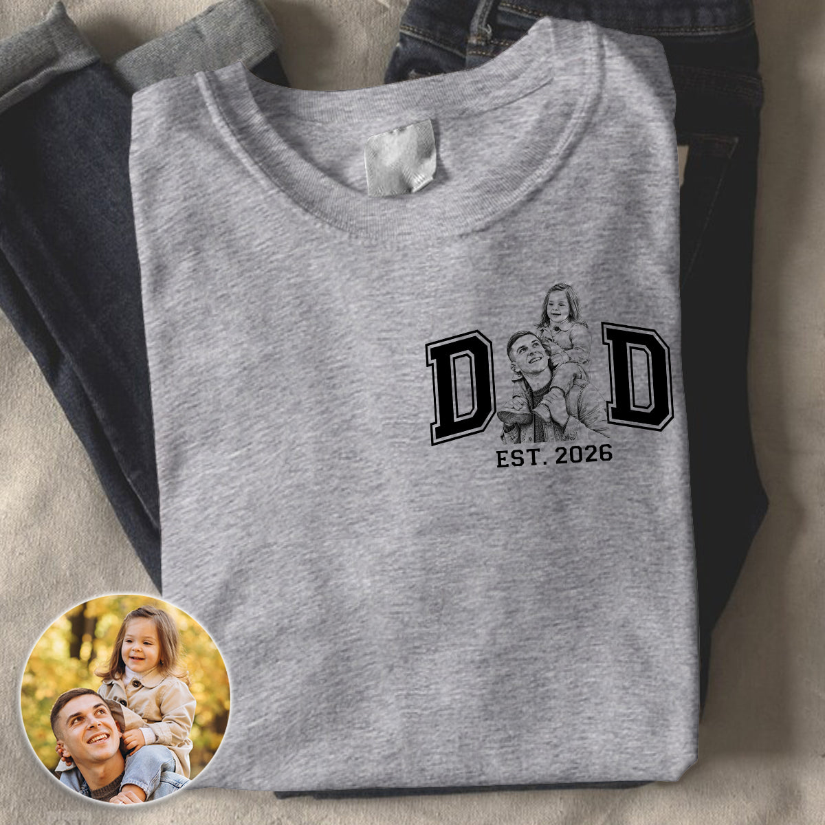 Custom Photo Pencil Sketch New Dad New Mom - Personalized T Shirt
