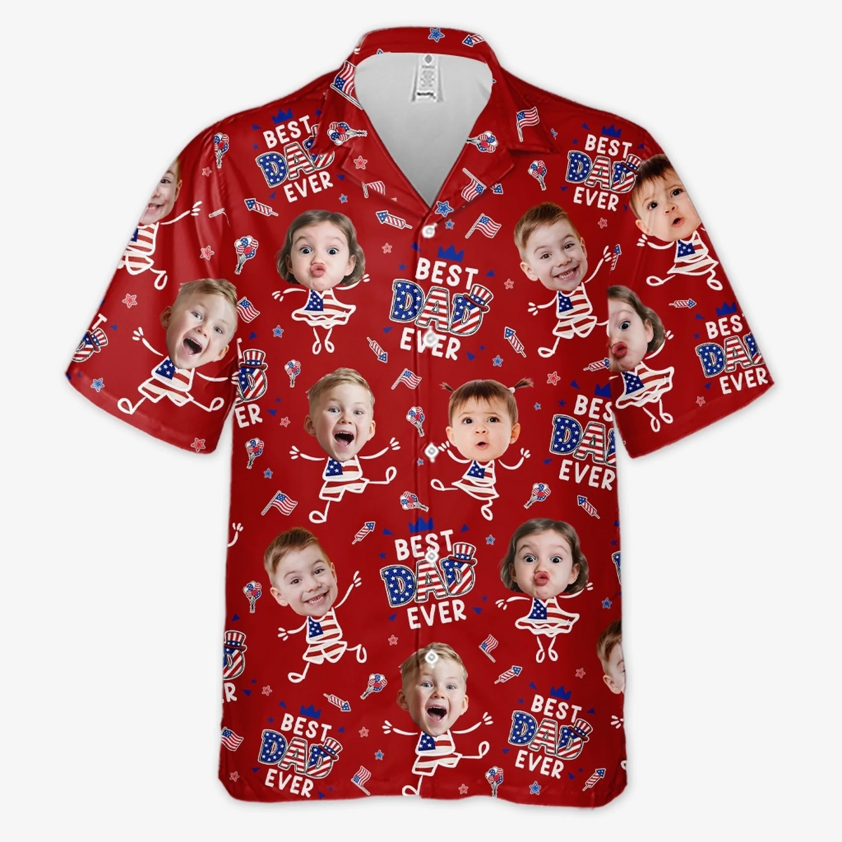 Dad Energy - Personalized Hawaiian Shirt - 4th Of July Gift, Independence Day Shirt, Gift For Dad, Papa