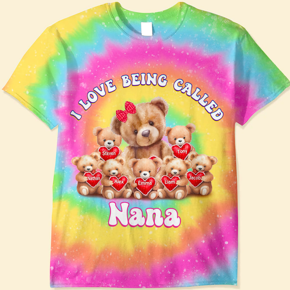 Grandma Bear I Love Being Called Grandma With Kid Names - Personzlied 3D Shirt - Gift For Grandma