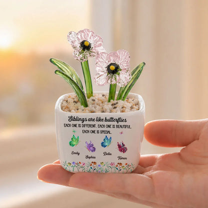 Besties Are Like Butterflies - Personalized Mini Glass Flower Pot - Gift For Sisters, Besties
