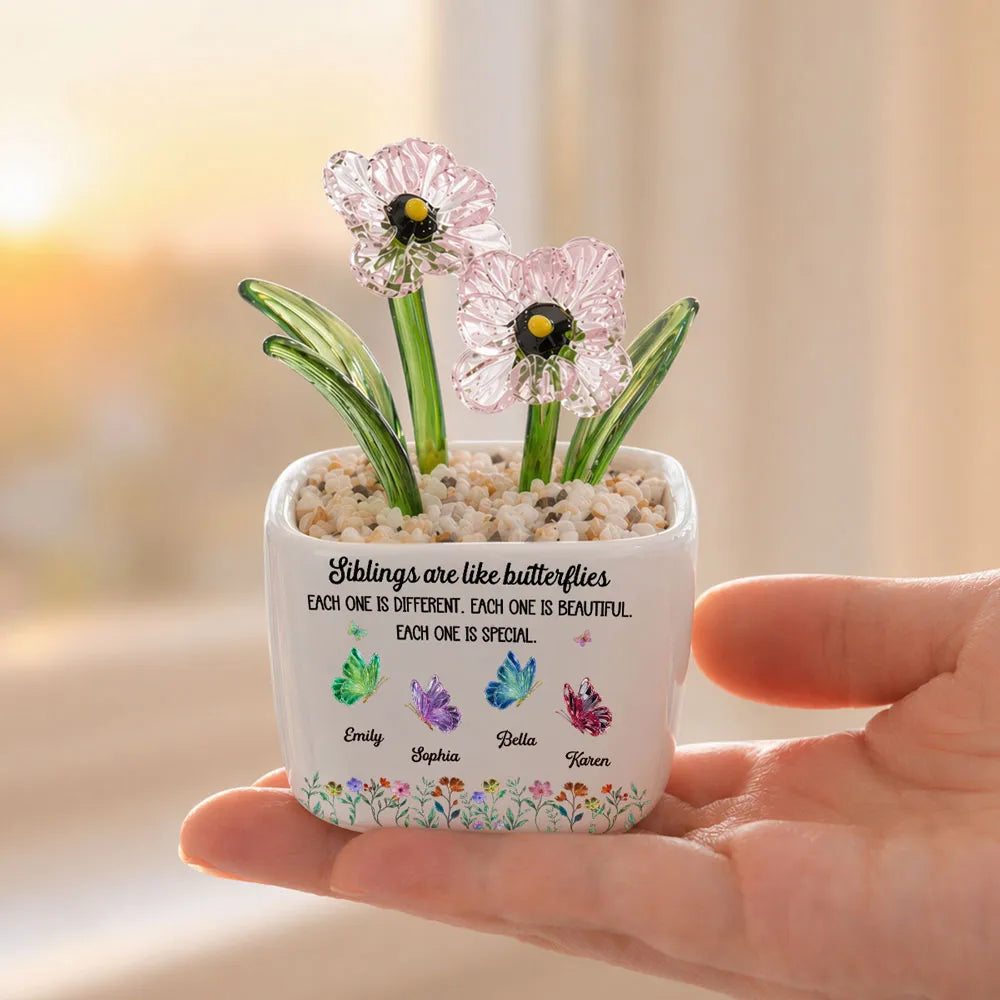 Besties Are Like Butterflies - Personalized Mini Glass Flower Pot - Gift For Sisters, Besties
