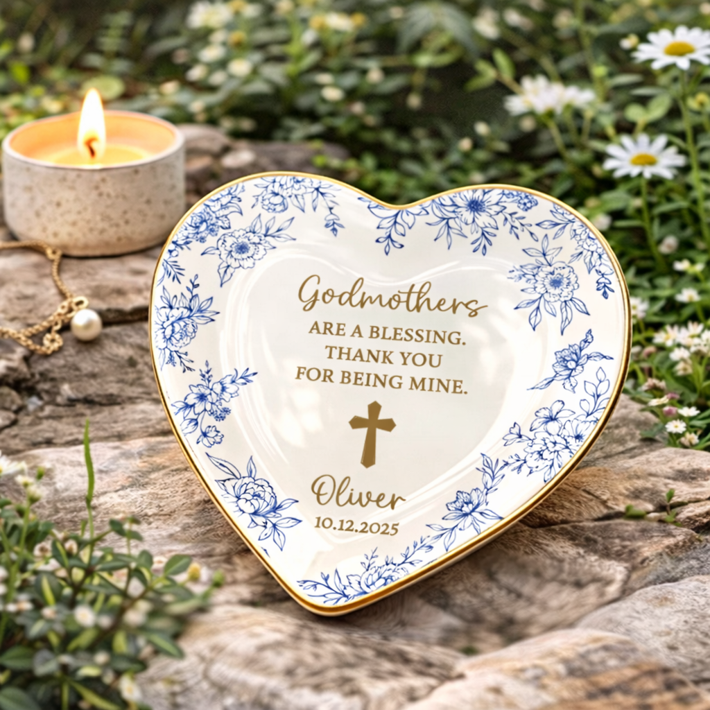 Personalized Godmother Ring Dish, Custom Mom Jewelry Tray, Gift From Godchild, Godmother Birthday Gift, Mothers Day Gift For Godmother