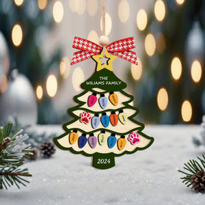 Personalized Family Wooden Ornament 2024, Family Name Ornaments, Custom Family Tree, Xmas Gift First Christmas Ornament, Grandkids Ornament