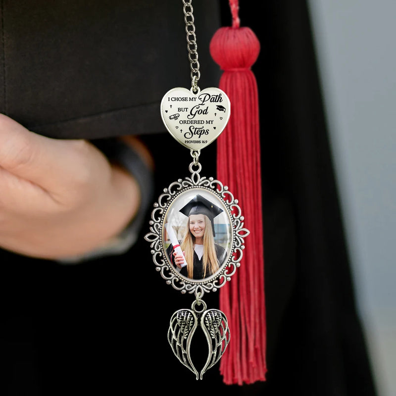 I Chose My Path But God Ordered My Steps - Personalized Graduation Tassel Charm