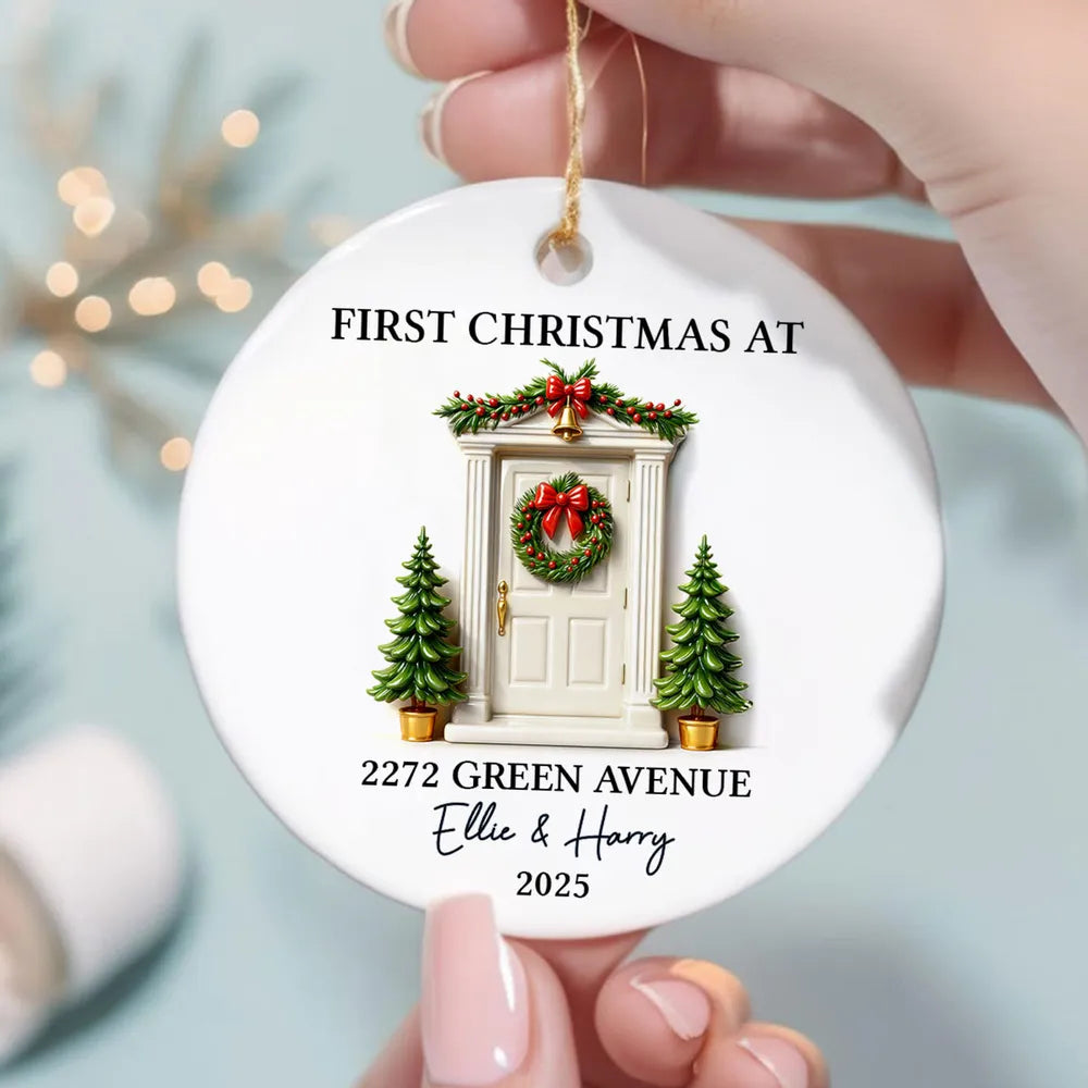 First Christmas New Home 3D Effect - Personalized Ceramic Ornament - New Home Decor Christmas Gift