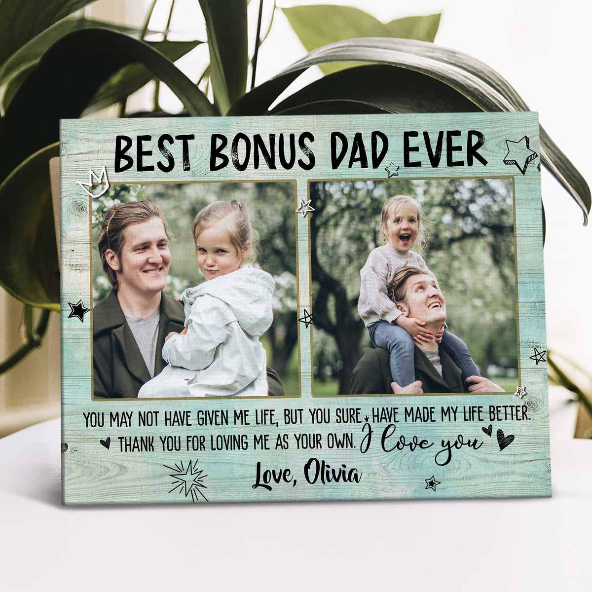 Best Bonus Dad Ever Photo Gift, Dad Gifts For Bonus Dad Step Dad 2025, Bonus Dad Gifts