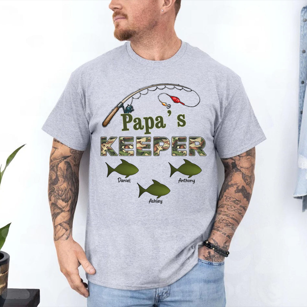 Grandpa s Keepers Camouflage Pattern Fishing - Personalized Shirt - Unique Father's Day Gift For Grandpa, Dad
