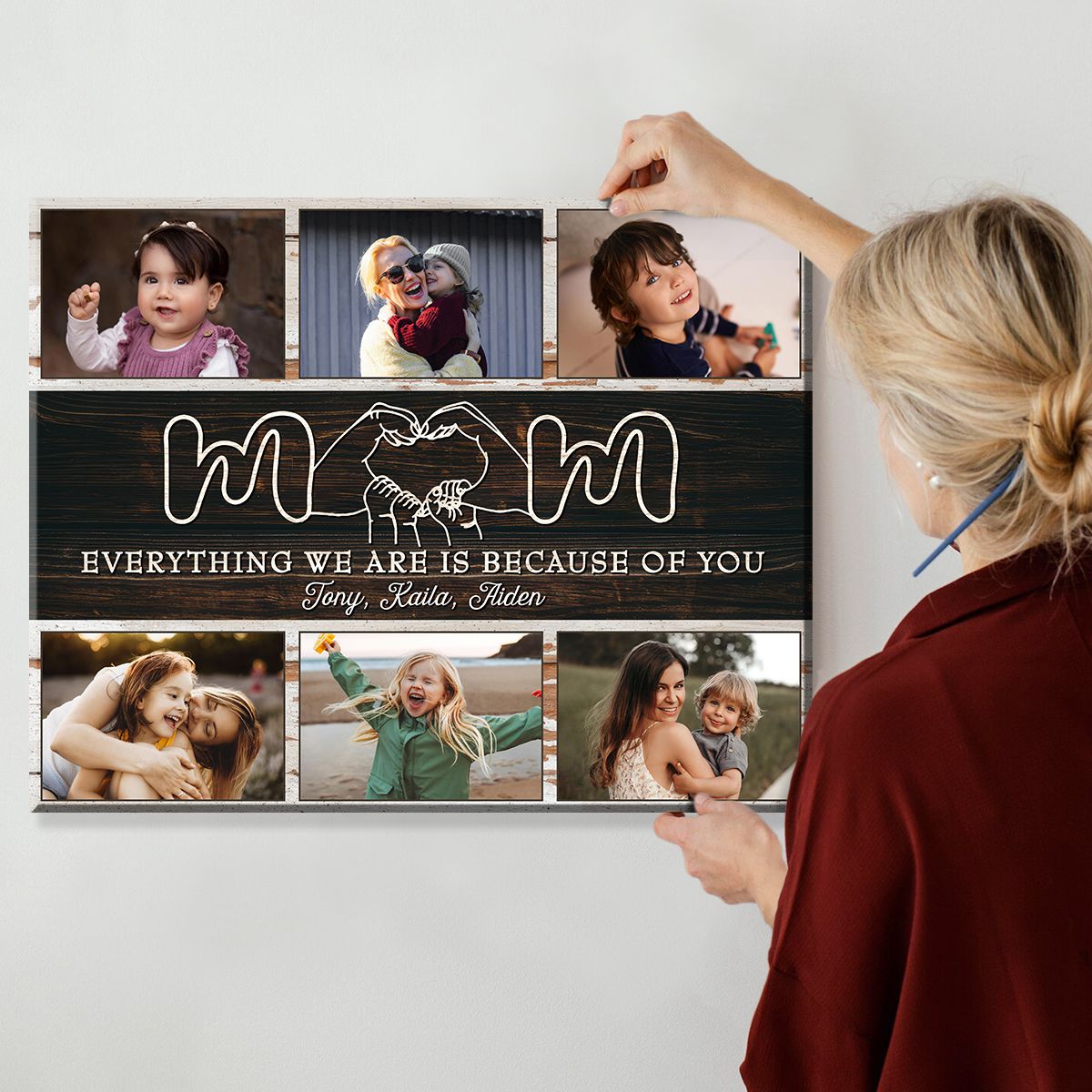 Mom Everything We Are Is Because Of You Up To 6 Photos - Personalized Canvas - Gift For Mother
