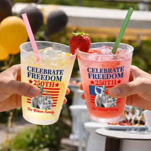 Custom Photo America 250th Anniversary Proud Family - Personalized Frosted Cups