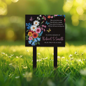 Custom Floral Memorial Sign Stake, Memorial Grave Marker, Metal Garden Marker, Metal Memorial Marker, Floral Plaque Marker