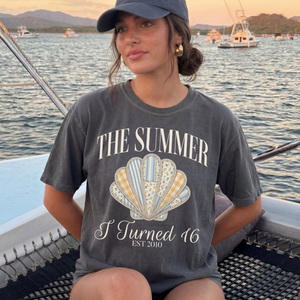 The Summer I Turned 16 Shirt, 16th Birthday Shirt, Faux Patchwork Beach Birthday Shirt, 16th Birthday Gift for Girl