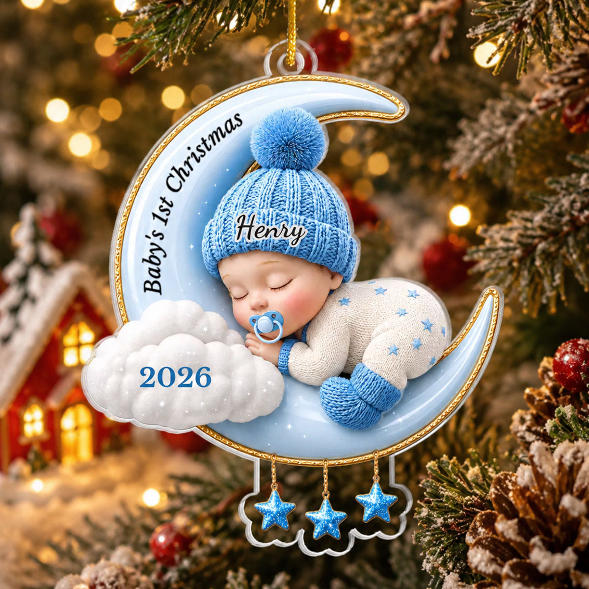 Baby's First Christmas - Custom Acrylic Ornament - Personalized Baby Shower, Gender Reveal Gifts For New Moms, New Dads, New Parents