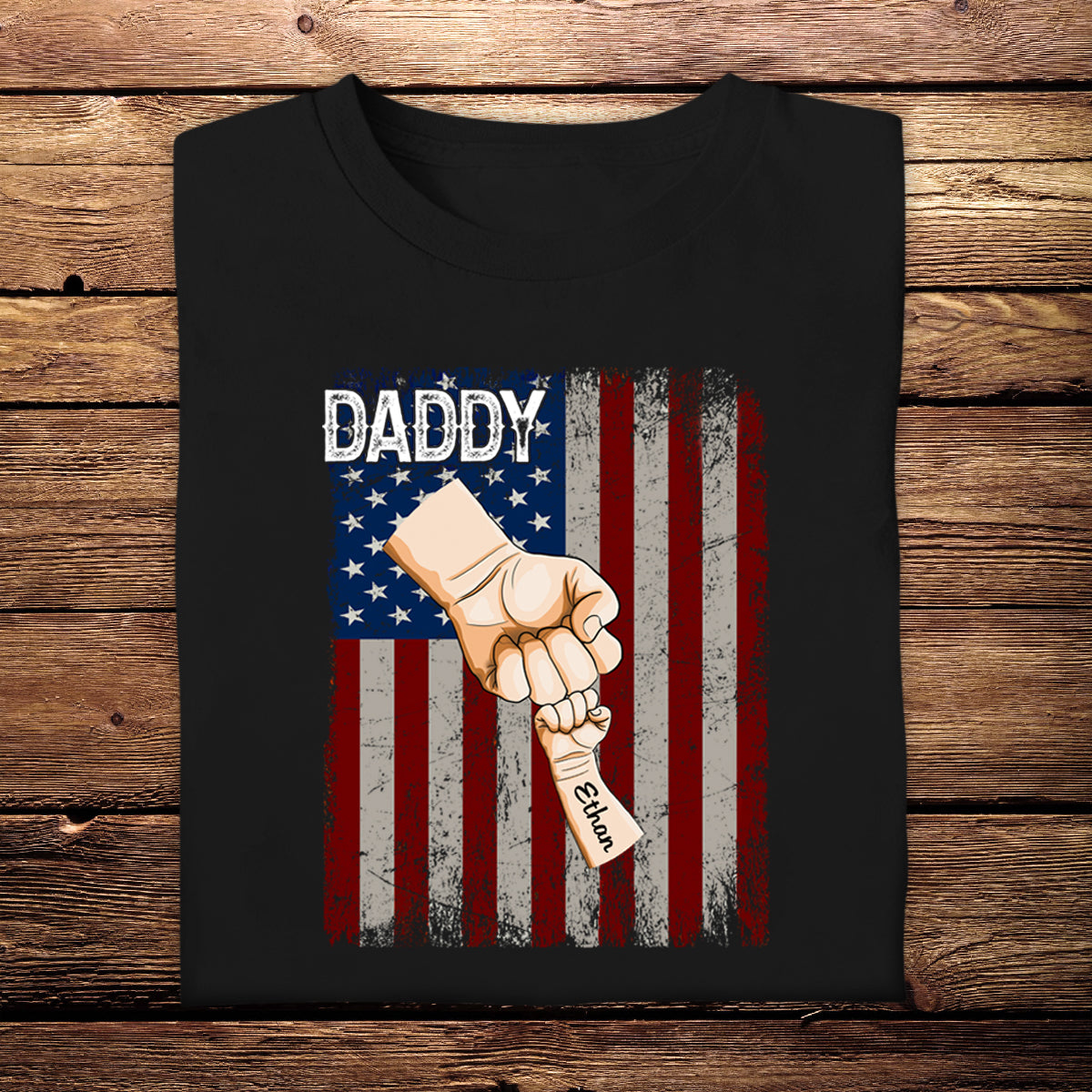 Grandpa & Grandkids American Fist Bump - Personalized Apparel - Loving Gift For Father, Dad, Father's Day