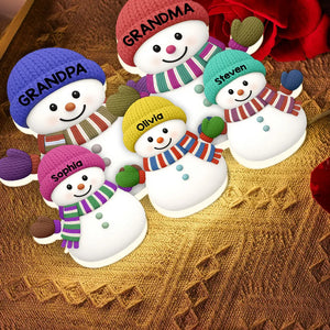 3D Effect Heartwarming Christmas Snowman Family - Personalized Acrylic Light Box - Christmas Decoration For Family
