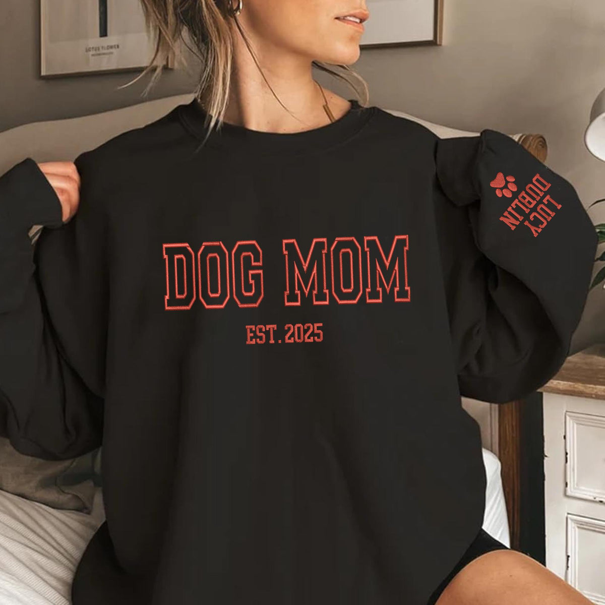 Custom Dog Mom Side Bow Cut-Out Sweatshirt With Glitter, Trendy Coquette Bow, Gift for Dog Mom, Dog Dad, Dog Mama, Dog Owner, Dog Lover Gift