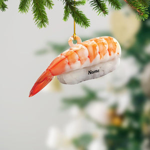 Sushi Ornament, 2D Flat Christmas Ornament, Shrimp Sushi Christmas Hanging Decor, Loved Sushi Ornament, Sushi Xmas Holiday Gift