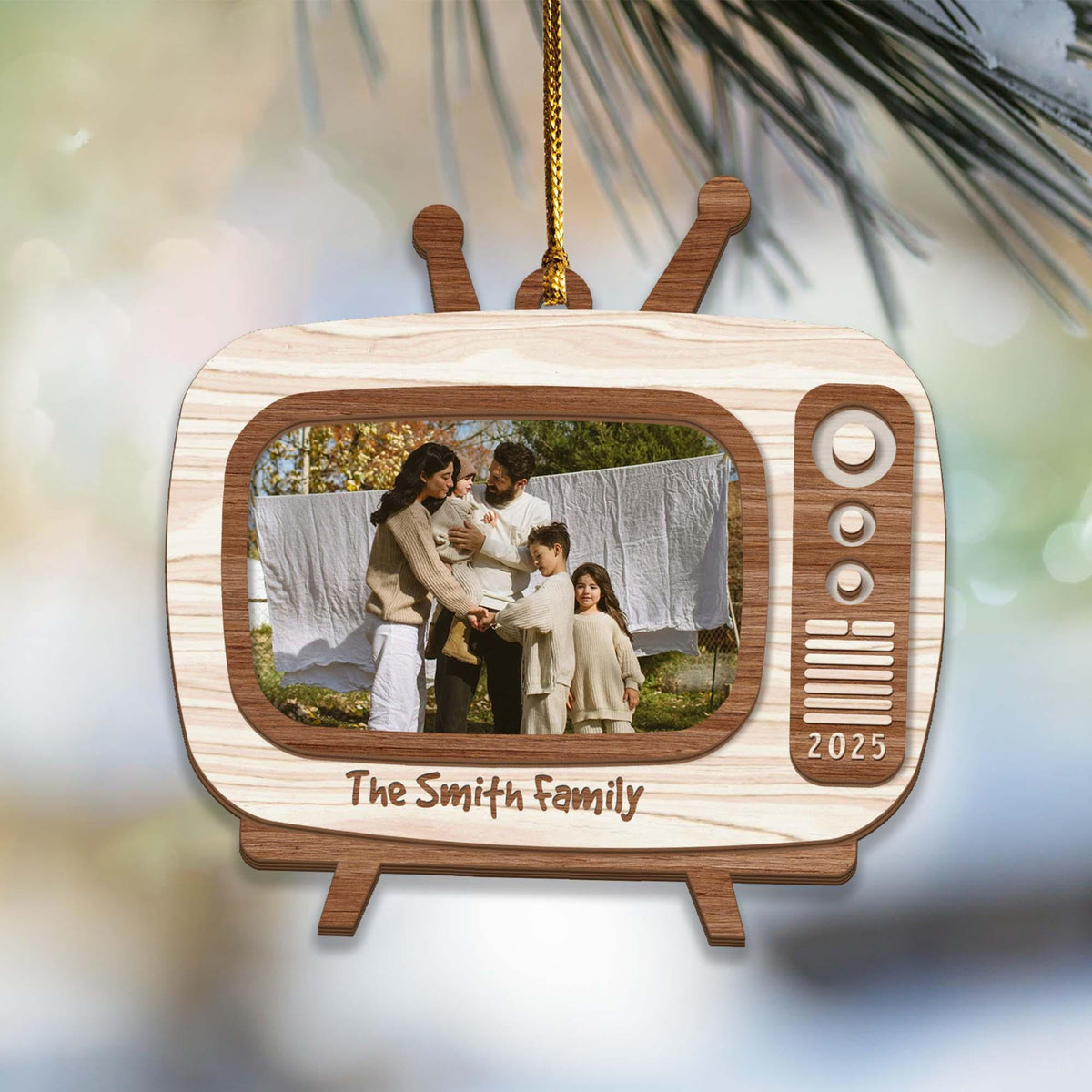 Personalized Photo Family Ornament, Family Picture Layers Wooden Ornament Christmas Keepsake Portrait Throwback 2025 Custom Photo Ornament