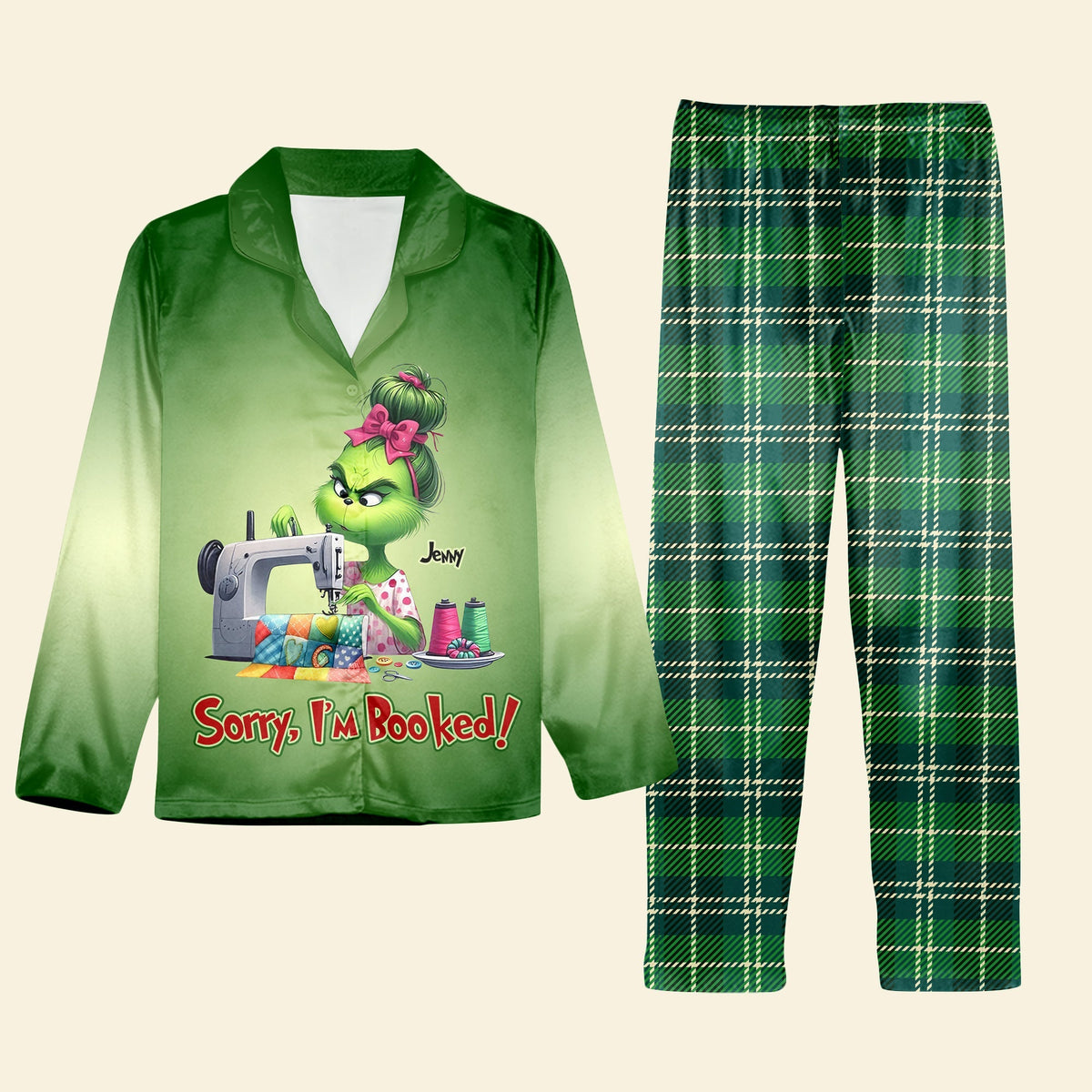 Sorry I'm Booked Busy Sewing Girl Pajamas Set, Christmas Gift For Girls