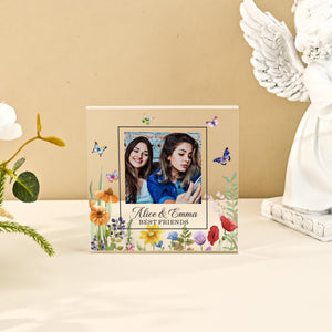 Personalised Bestie Photo Acrylic Block, Best Friend Birthday Gift, Sister Picture Frame, Bestie Gift