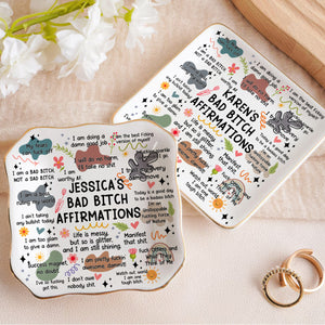 Swear Affirmations Ring Dish - Funny Birthday Gift for Friends, Besties, Coworkers