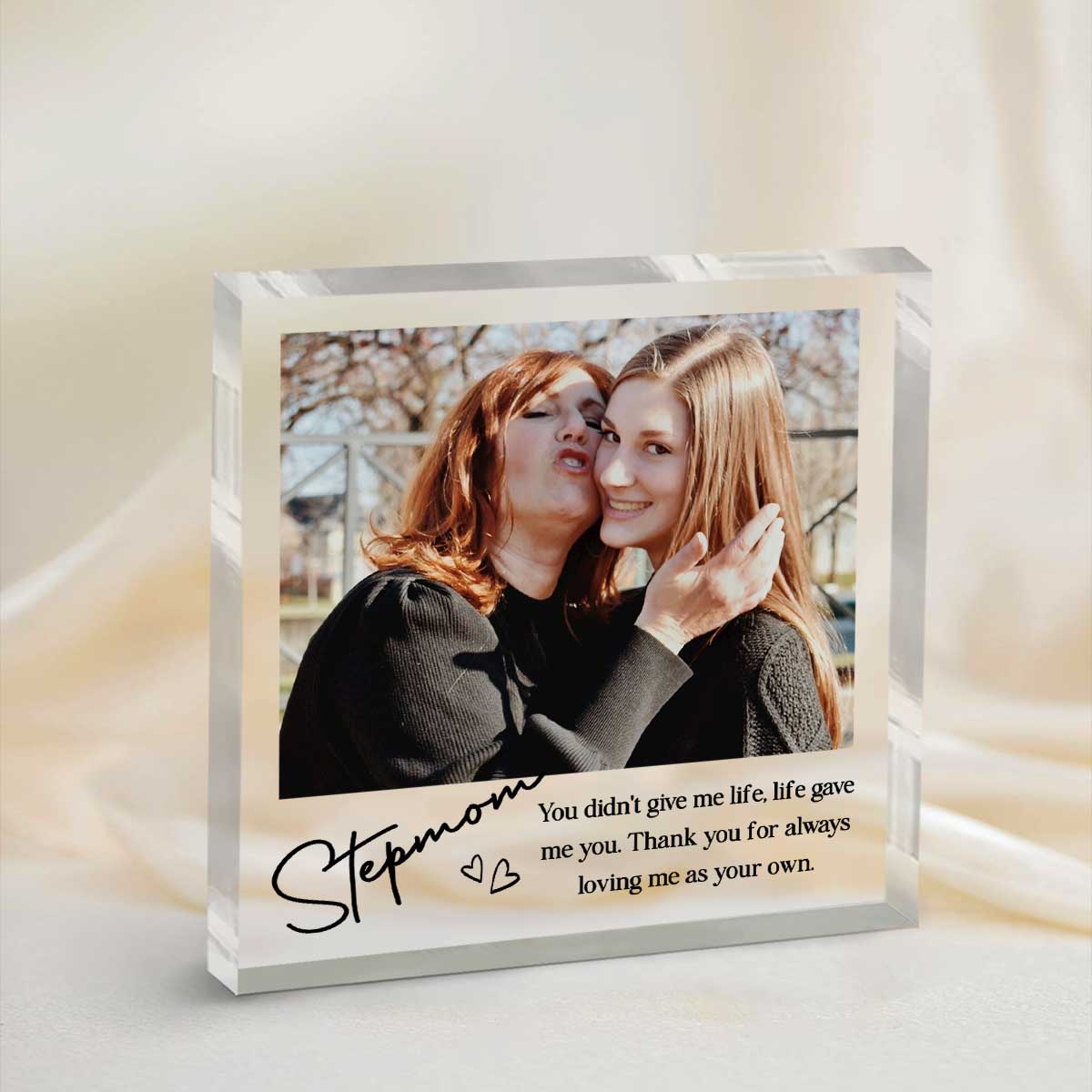 Personalized Stepmom Photo Acrylic Block, Step Mom Mothers Day Gifts, Step Mom Keepsake Gifts From Daughter, Bonus Mom Gift