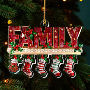 Merry Christmas 3D Crystal Effect Stockings - Personalized Acrylic Ornament - Christmas Gift For Family