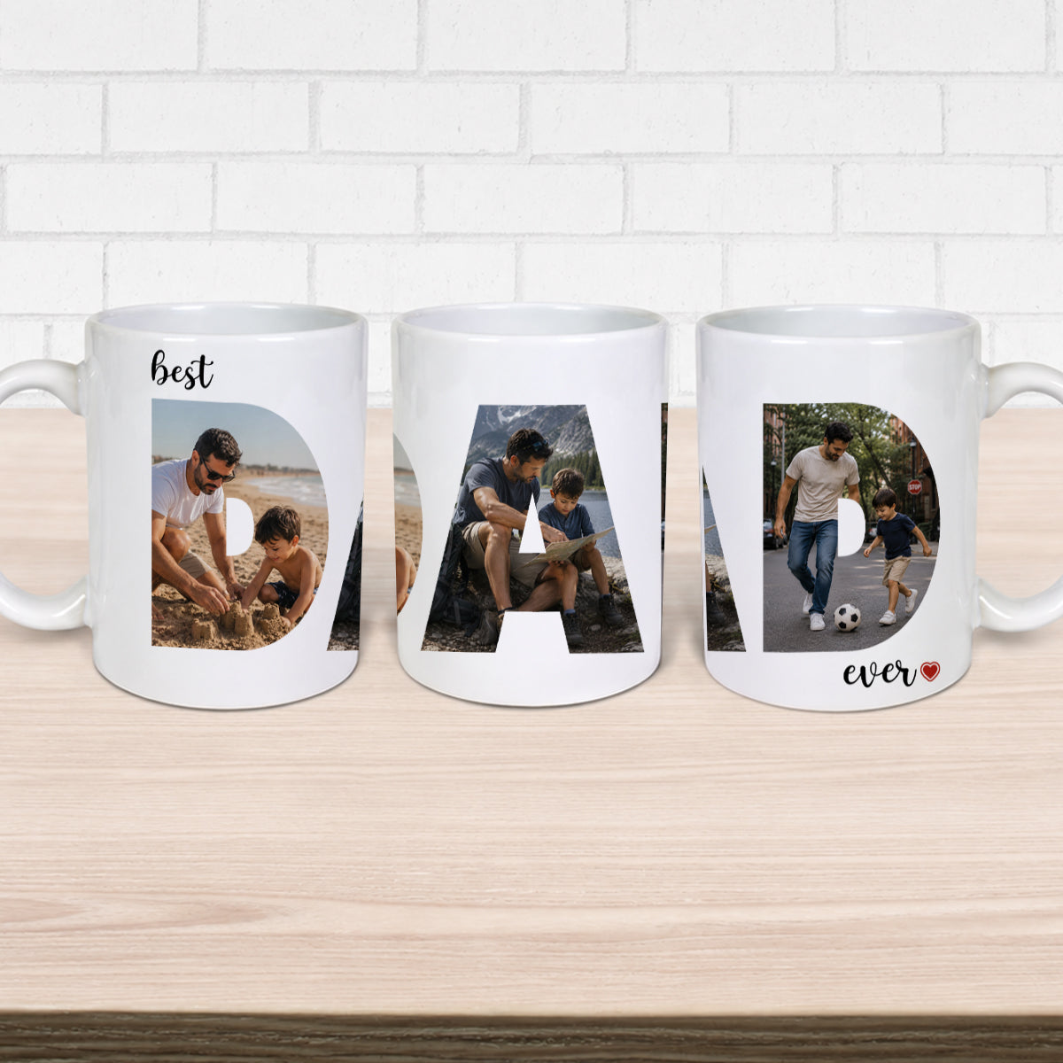 Best Dad Ever - Photo Collage White Mug