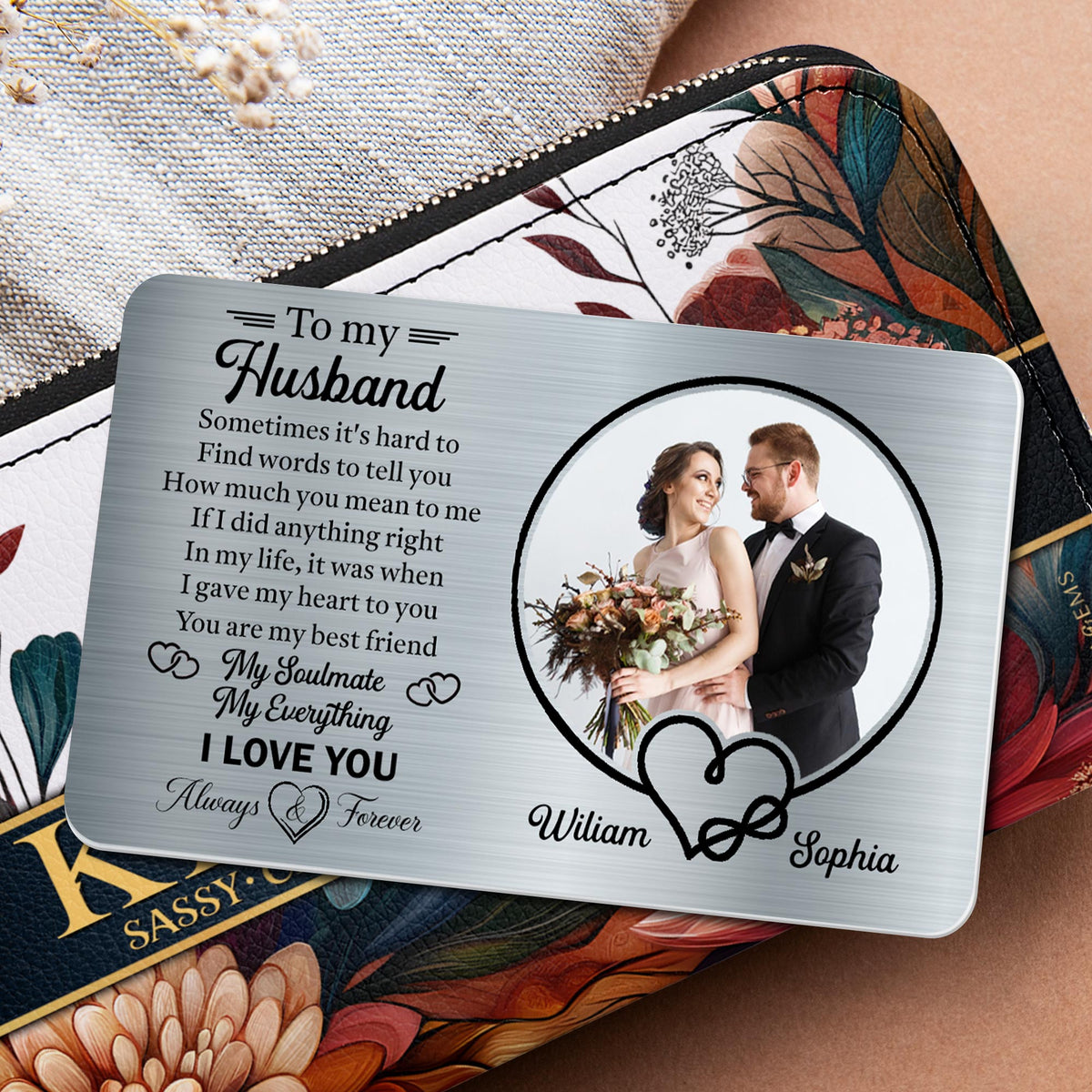 To My Husband, Sometimes It's Hard To Find Words, Personalized Wallet Card, Gift For Husband