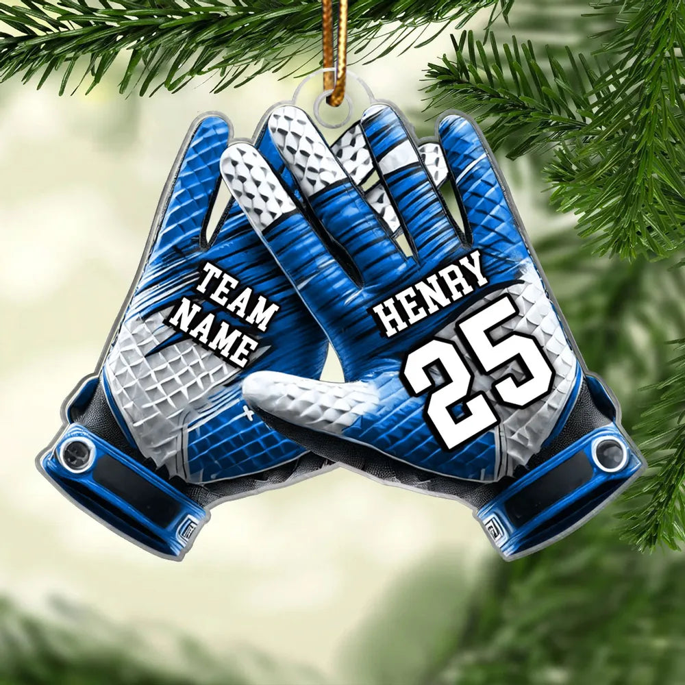 Football Gloves Football For Life Personalized Acrylic Ornament, 3D Effect Flat Christmas Ornament