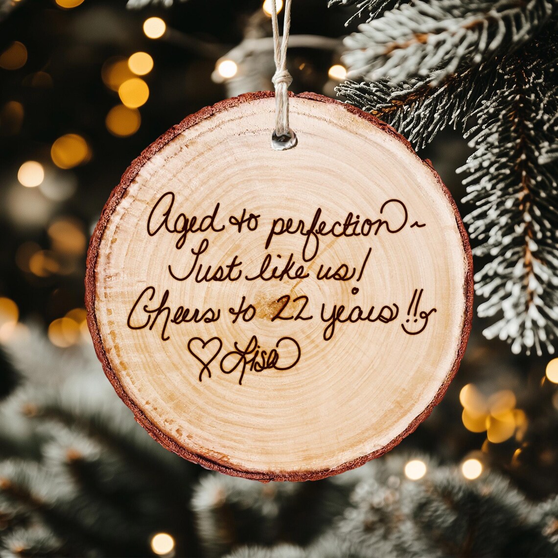 Personalized Handwritten Wood Ornament, Custom Actual Handwriting Photo Ornament, Anniversary Couple Ornament, Unique Dad Mom Memorial Gifts
