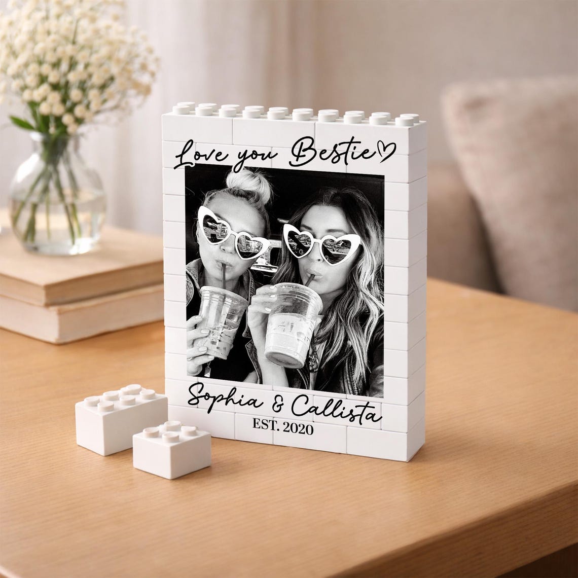 Personalized Besties Photo Building Block, Best Friends Sister Birthday Gift, Friendship Puzzle Gift for Her, Bridesmaid Proposal Keepsake