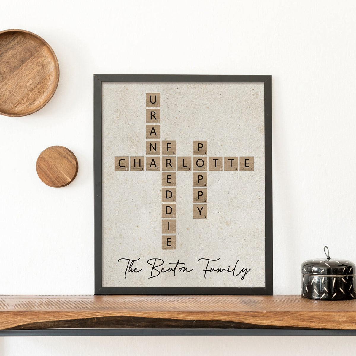 Personalized Family Name Sign, Custom Family Letter Tile Print, Name Puzzle, Last Name Sign, Gift for Best Friend, Family