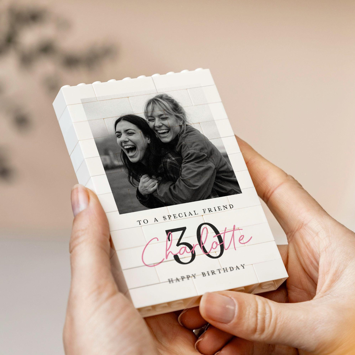 Personalised 30th Birthday Gift For Her, Best Friend Photo Keepsake, Custom Building Block, Milestone Birthday Present