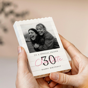 Personalised 30th Birthday Gift For Her, Best Friend Photo Keepsake, Custom Building Block, Milestone Birthday Present